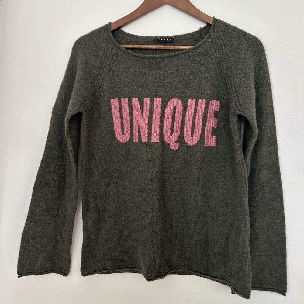 Sisley UNIQUE sweater olive green and pink XS